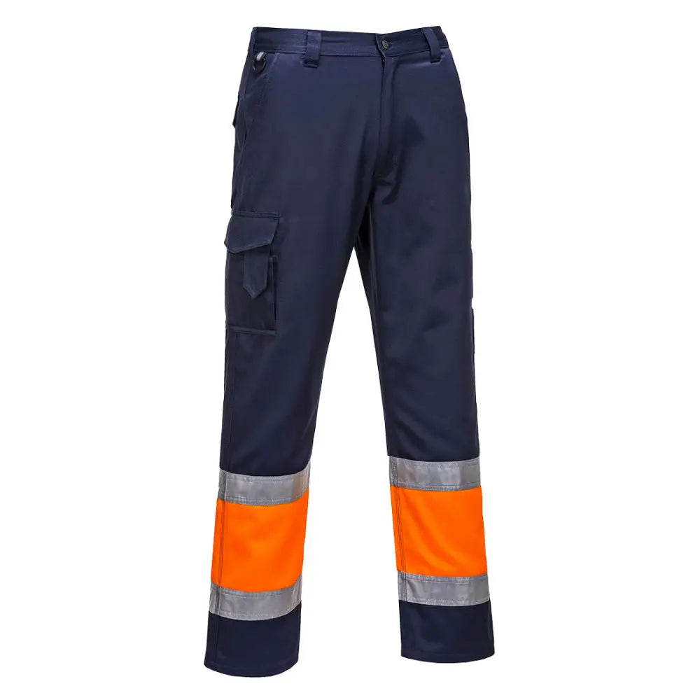 Portwest Hi-Vis Två Färgad Combat Byxa E049 - Orange/Marinblå (ONR) / S