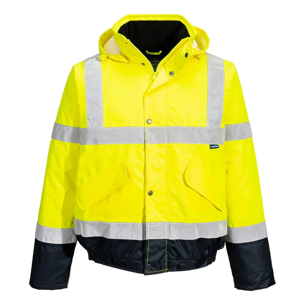 Portwest Hi-Vis Tvåfärgade Bomber Jacka S266 - Gul/Marinblå (YNR) / XS