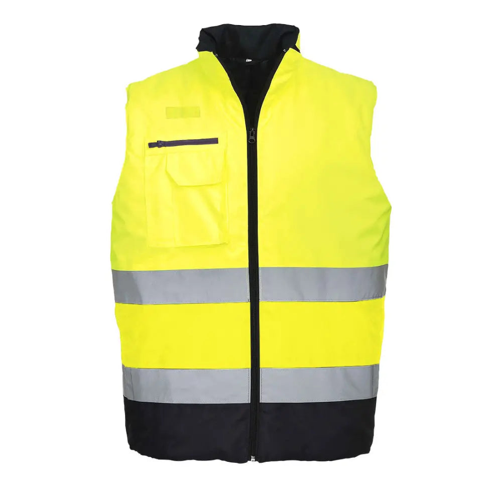 Portwest Hi-Vis Vändbar Bodywarmer S267 - Gul/Marinblå (YNR) / S