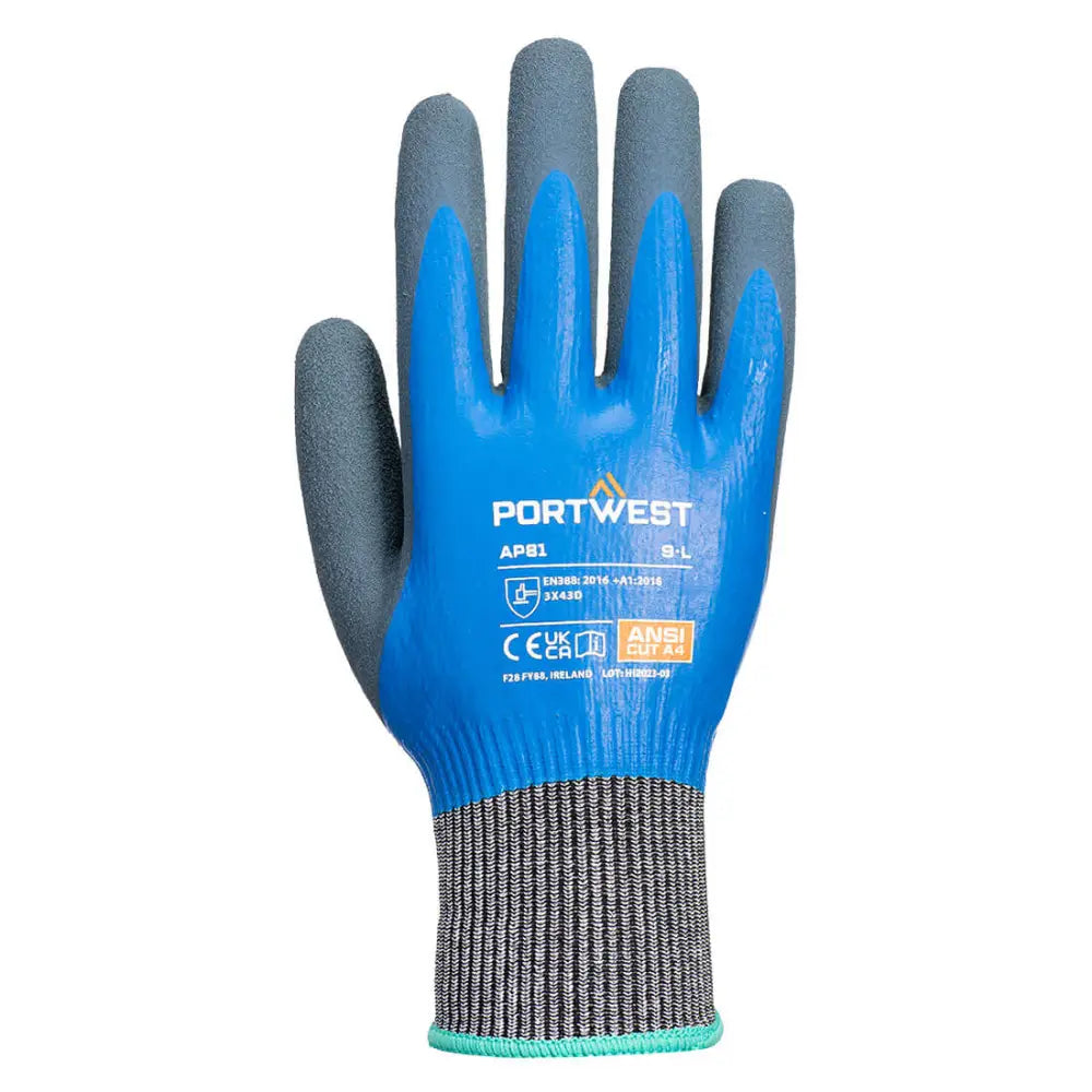 Portwest Liquid Pro HR Cut Handske AP81 - Blå (B4R) / XS