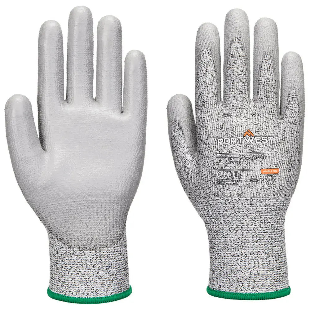 Portwest LR Skärskydd PU palm Handske A620 - Grå (GRR) / XS