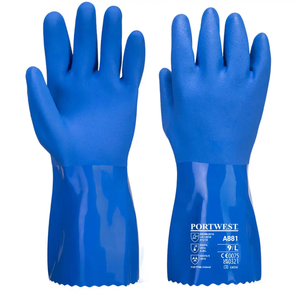Portwest Marine Ultra PVC Chem Gauntlet A881 - Blå (BLU) / S
