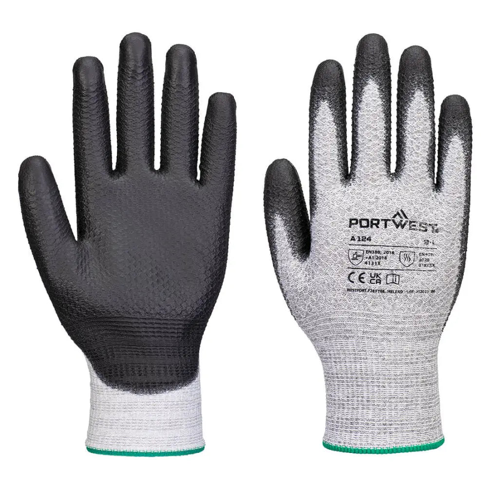 Portwest Nitrilhandske Grip 15 med rynkor (Pk12) A124 - Grå/Svart (G8R) / XS
