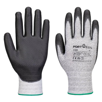 Portwest Nitrilhandske Grip 15 med rynkor (Pk12) A124 - Grå/Svart (G8R) / XS