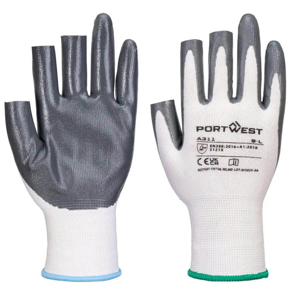 Portwest Nitrilhandske Grip 15 med rynkor (Pk12) A311 - Vit/Grå (W7R) / S