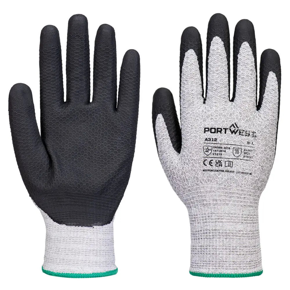 Portwest Nitrilhandske Grip 15 med rynkor (Pk12) A312 - Grå/Svart (G8R) / S