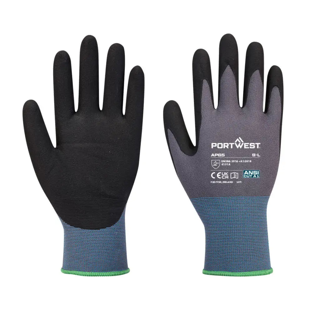Portwest NPR Pro Nitril Skum AP65 - Svart/Grå (K7R) / XS