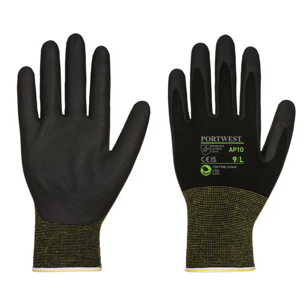 Portwest NPR15 Foam Nitril Bambu Handske (Pk12) AP10 - Svart (K8R) / XS