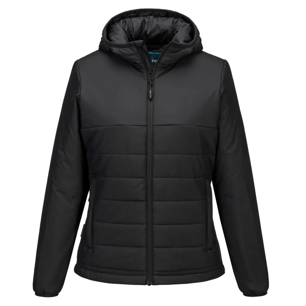 Portwest Professionell isolerad baffelfodrad jacka med huva för kvinnor S613 - Svart (BKR) / XS