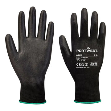 Portwest PU-handske Latexfri - Full kartong (144) A123 - Svart (K8R) / XXS