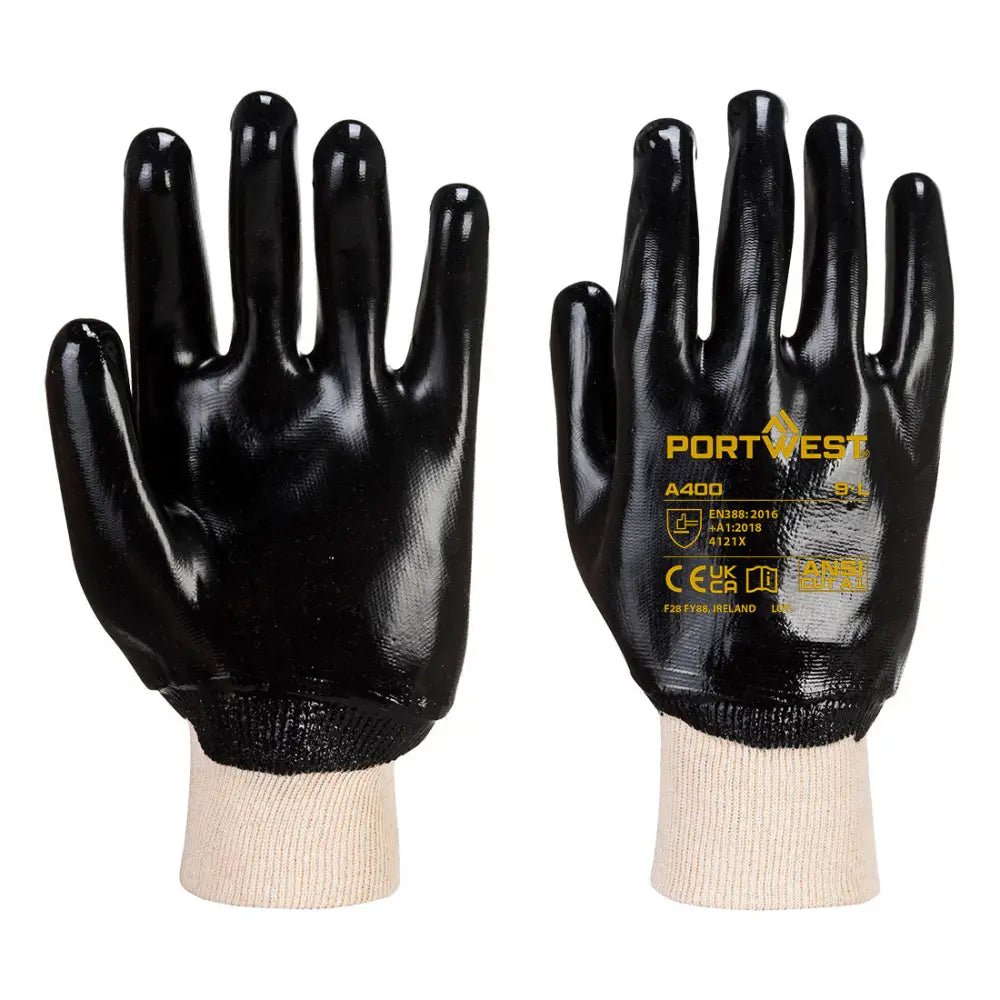 Portwest PVC Knitwrist A400 - (BKR) / L