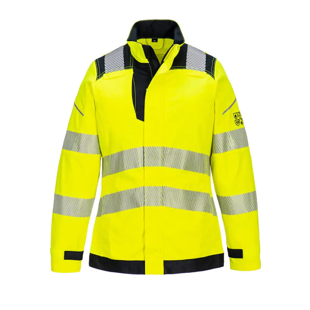 Portwest PW3 FR Modaflame Hi-Vis Arbetsjacka Stretch Dam Klass 2 FR715 - Gul/Svart (YBR) / XS
