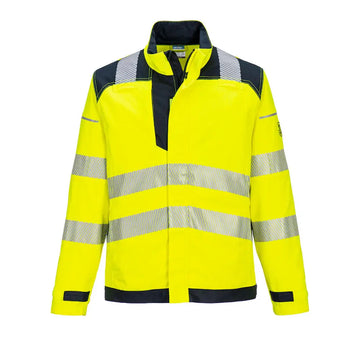 Portwest PW3 FR Modaflame Hi-Vis Arbetsjacka Stretch Klass 3 FR714 - Gul/Marinblå (YNR) / S