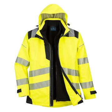 Portwest PW3 Hi-Vis 3-i-1 Jacka PW365 - Gul/Svart (YBR) / XS