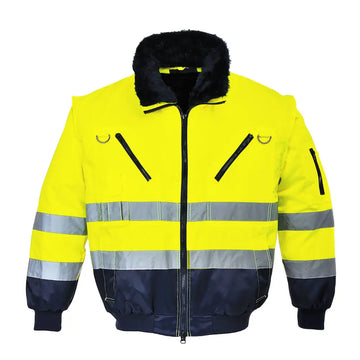 Portwest PW3 Hi-Vis 3-in-1 Pilot Jacka PJ50 - Gul/Marinblå (YNR) / S