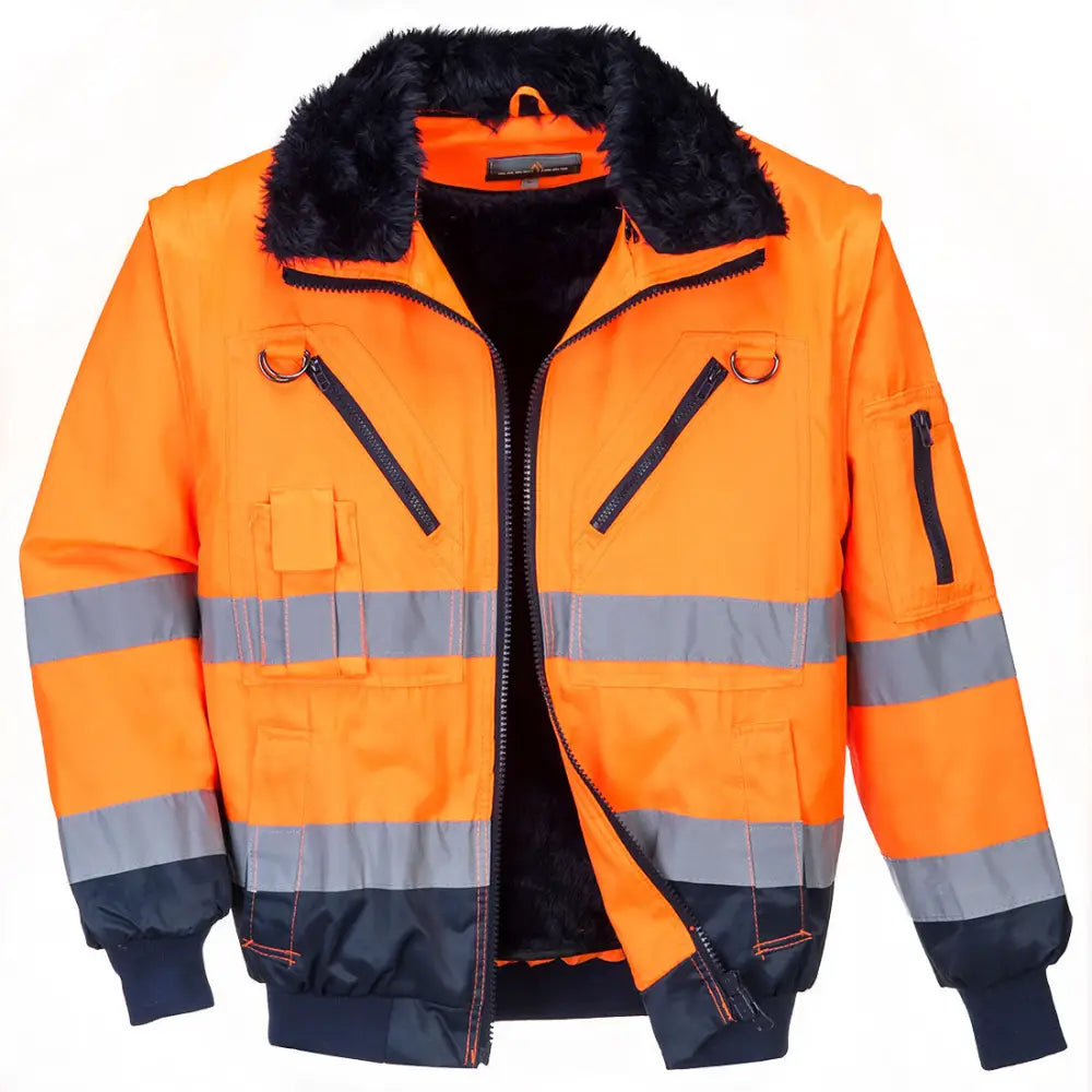 Portwest PW3 Hi-Vis 3-in-1 Pilot Jacka PJ50 - Orange/Marinblå (ONR) / S