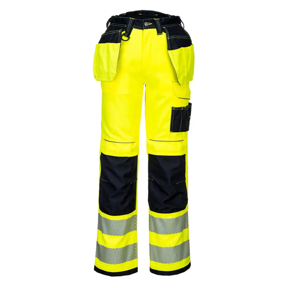Portwest PW3 Hi-Vis Byxor Med Hölsterfickor T501 - Gul/Svart (YBR) / 28