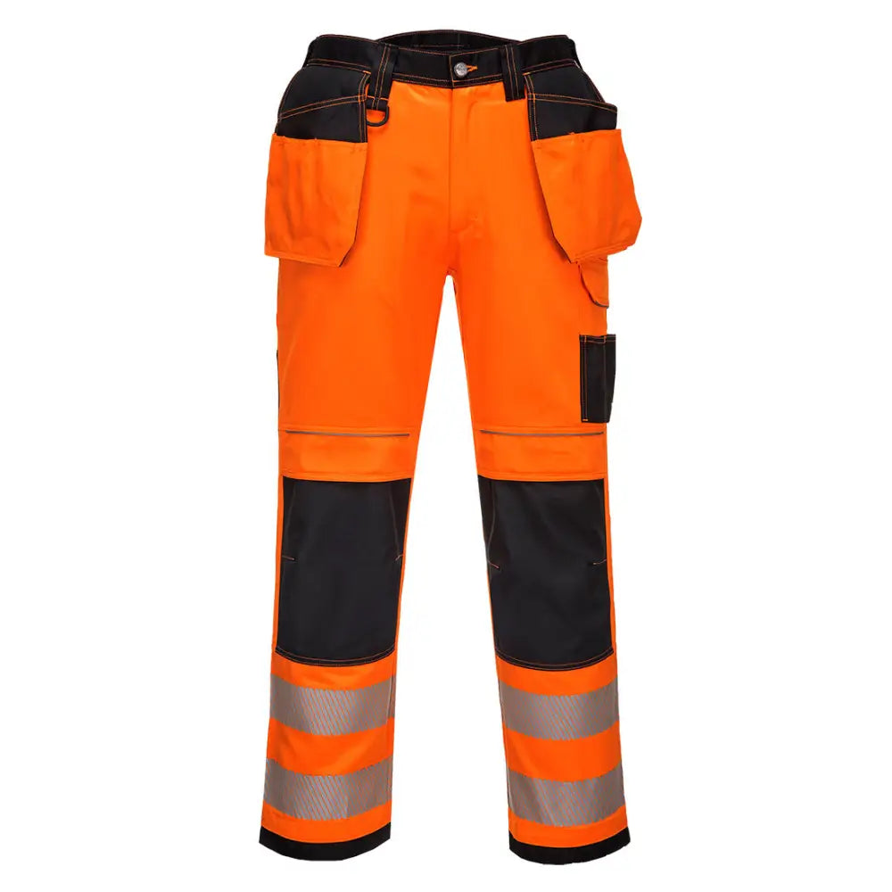 Portwest PW3 Hi-Vis Byxor Med Hölsterfickor T501 - Orange/svart kort (OBS) / 28