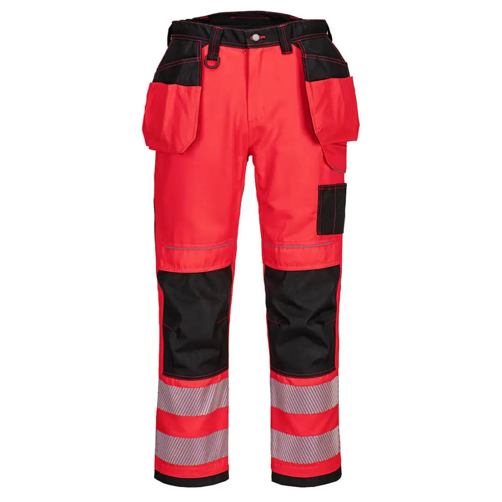 Portwest PW3 Hi-Vis Byxor Med Hölsterfickor T501 - Röd/Svart (RBK) / 28