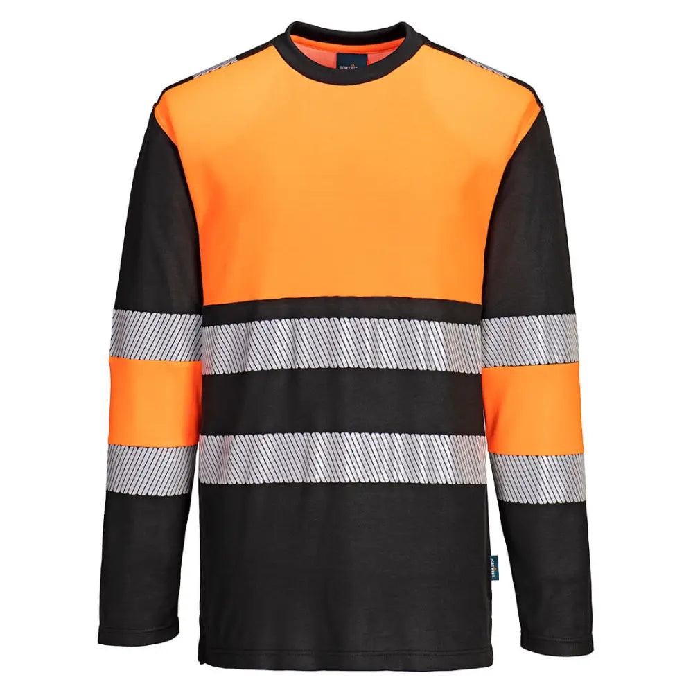 Portwest PW3 Hi-Vis Cotton Comfort Class 1 T-Shirt L/S PW312 - Orange/Svart (OBR) / XS