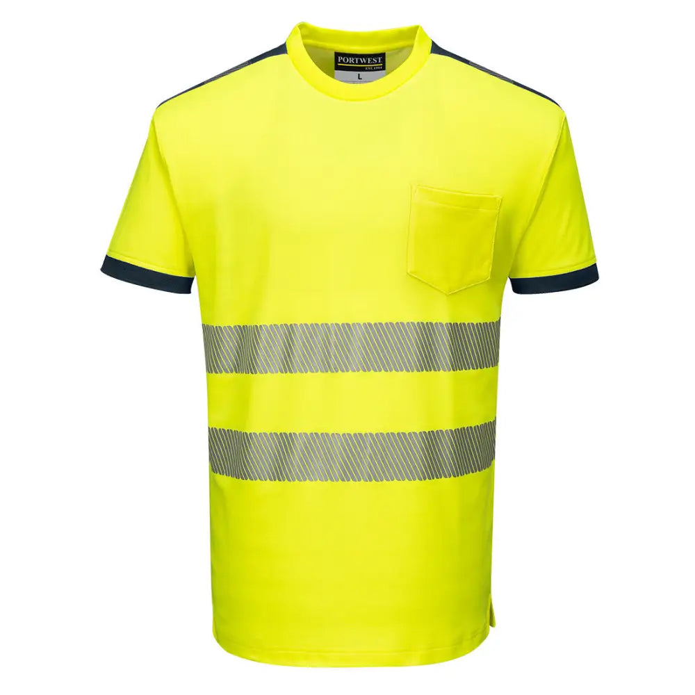 Portwest PW3 Hi-Vis Cotton Comfort T-Shirt S/S T181 - Gul/Marinblå (YNR) / XS