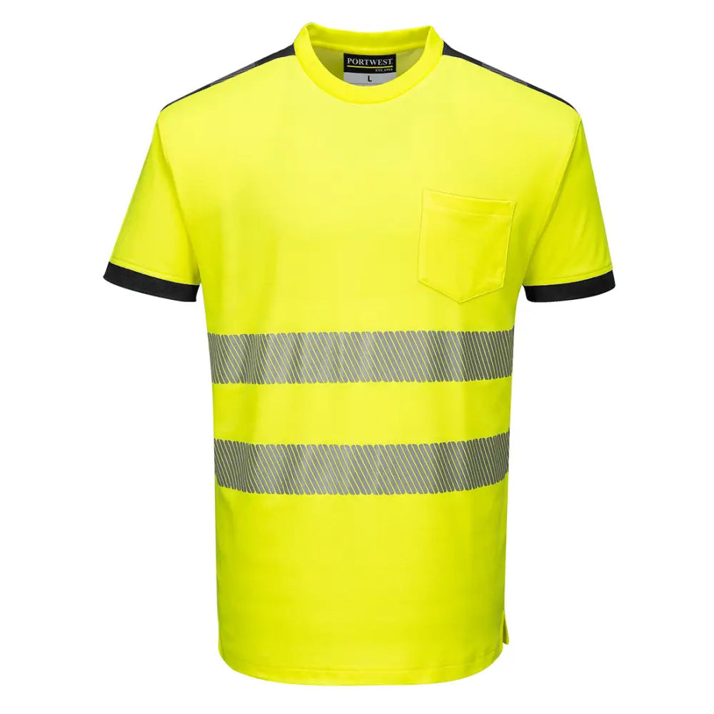 Portwest PW3 Hi-Vis Cotton Comfort T-Shirt S/S T181 - Gul/Svart (YBR) / XS