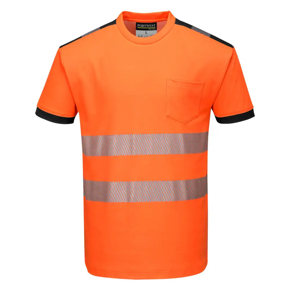 Portwest PW3 Hi-Vis Cotton Comfort T-Shirt S/S T181 - Orange/Svart (OBR) / XS