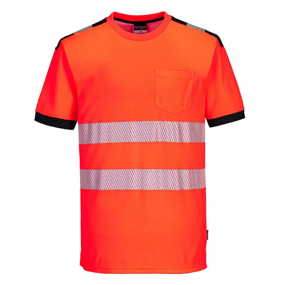 Portwest PW3 Hi-Vis Cotton Comfort T-Shirt S/S T181 - Röd/Svart (RBK) / S