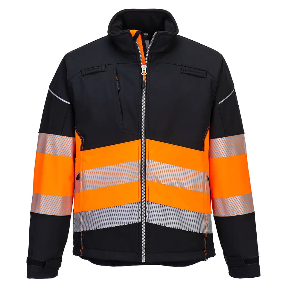 Portwest PW3 Hi-Vis Klass 1 Softshell Jacka (3L) PW375 - Svart/Orange (BKO) / S