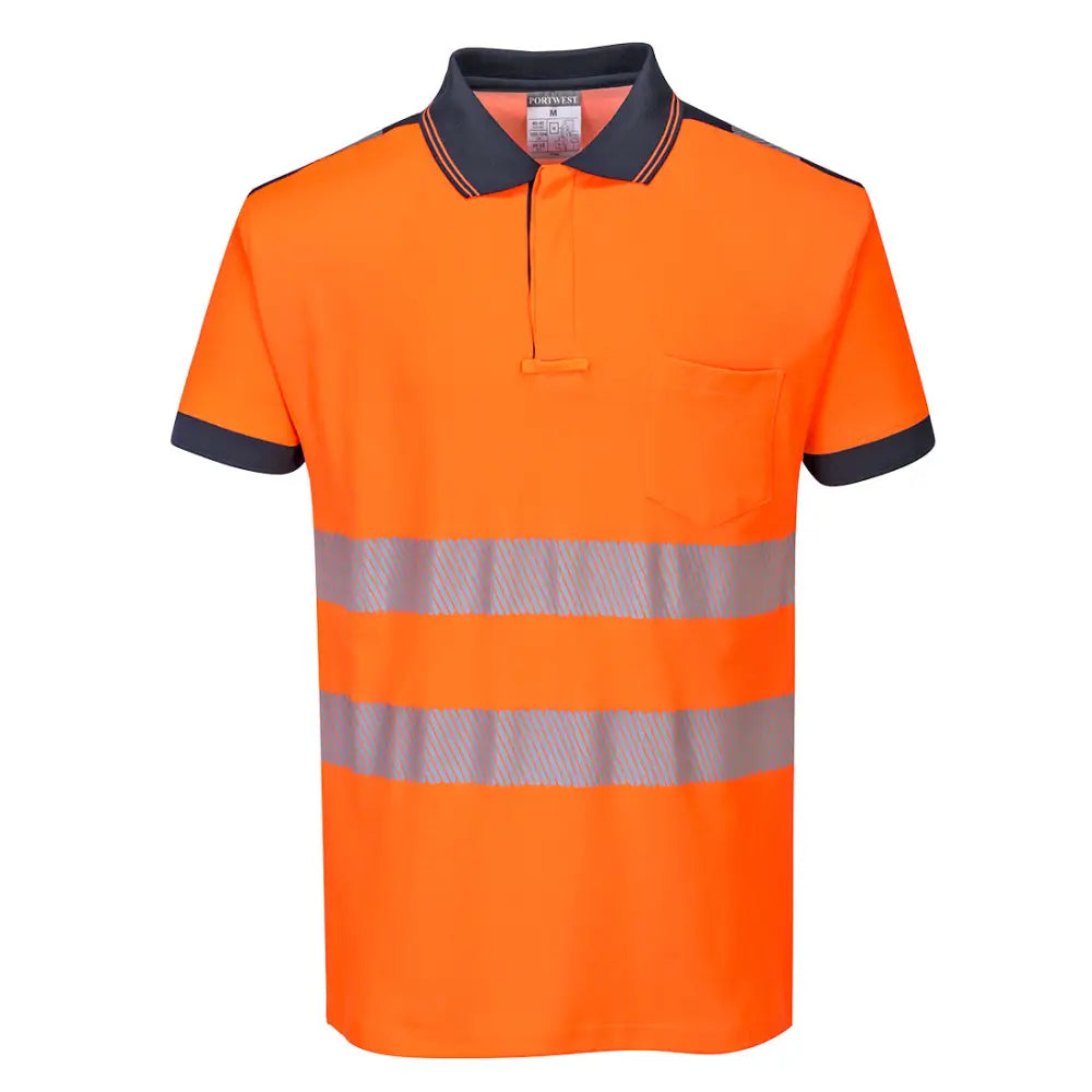 Portwest PW3 Hi-Vis Pikétröja S/S T180 - Orange/Marinblå (ONR) / XS