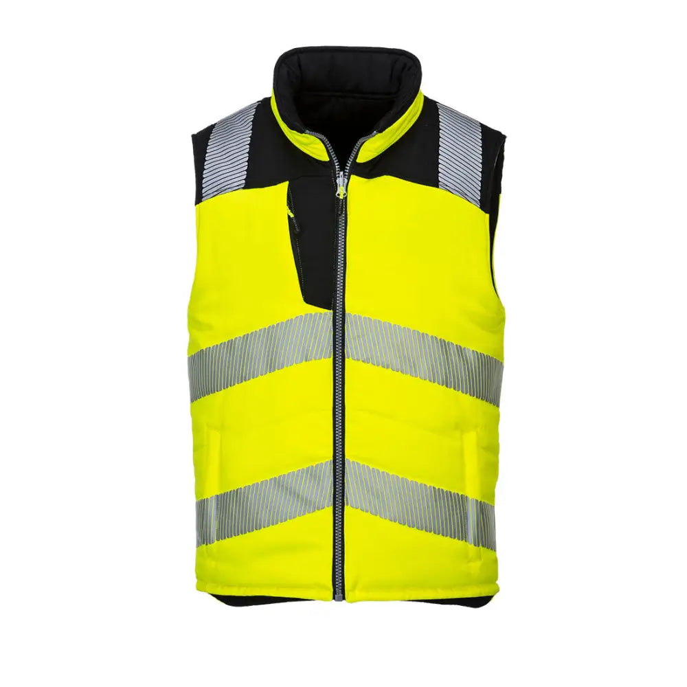 Portwest PW3 Hi-Vis Reversible Bodywarmer PW374 - Gul/Svart (YBR) / XS