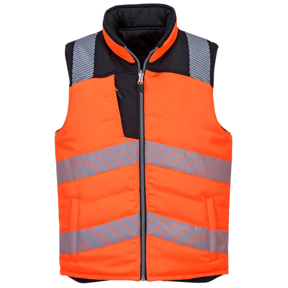 Portwest PW3 Hi-Vis Reversible Bodywarmer PW374 - Orange/Svart (OBR) / XS