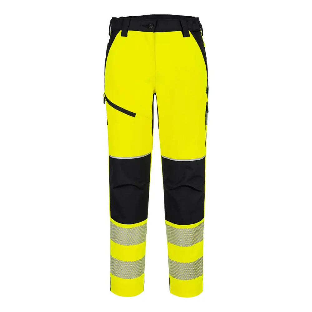 Portwest PW3 Hi-Vis Stretch byxor för damer T141 - Gul/Svart (YBR) / XS