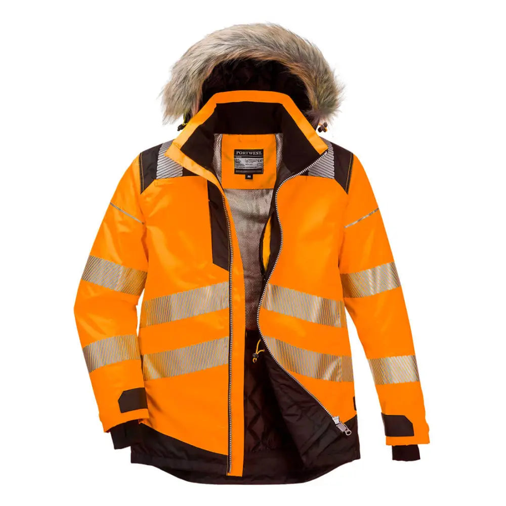 Portwest PW3 Hi-Vis Vinter Parkas Jacka PW369 - Orange/Svart (OBR) / S