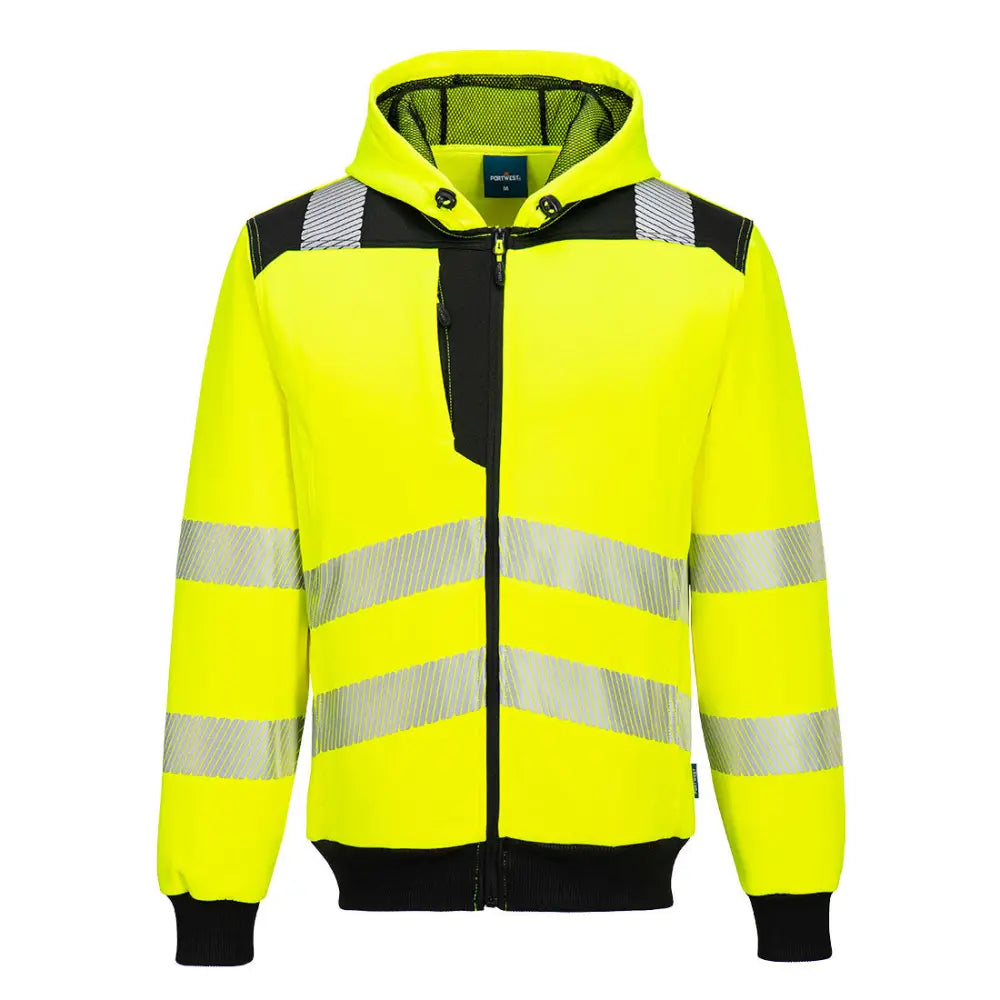 Portwest PW3 Hi-Vis Zip Hoodie med dragkedja PW327 - Gul/Svart (YBR) / S