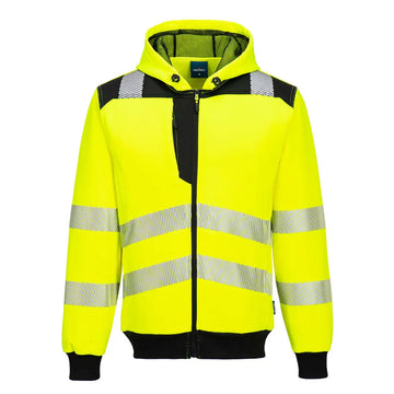 Portwest PW3 Hi-Vis Zip Hoodie med dragkedja PW327 - Gul/Svart (YBR) / S