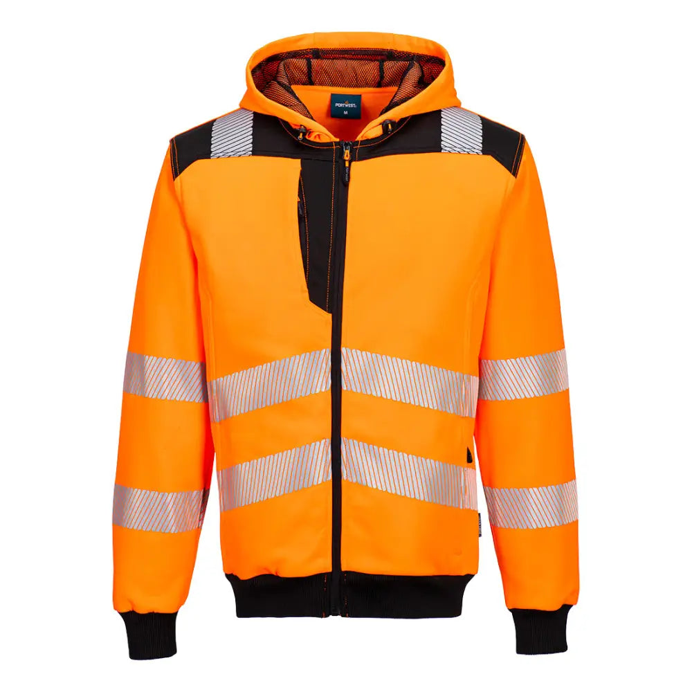 Portwest PW3 Hi-Vis Zip Hoodie med dragkedja PW327 - Orange/Svart (OBR) / S