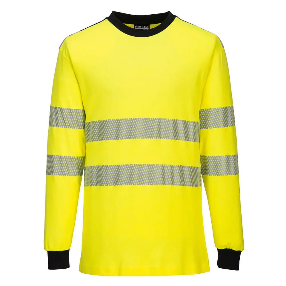 Portwest PW3 Modaflame Knit Hi-Vis FR Långärmad T-shirt FR701 - Gul/Svart (YBR) / XS