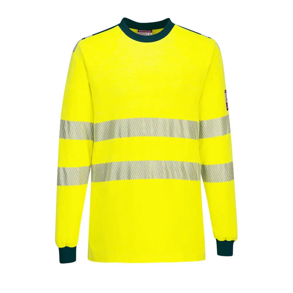 Portwest PW3 Modaflame Knit Hi-Vis FR Långärmad T-shirt FR701 - Gul/Marinblå (YNR) / S