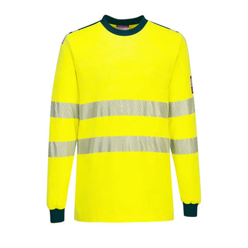 Portwest PW3 Modaflame Knit Hi-Vis FR Långärmad T-shirt FR701 - Gul/Marinblå (YNR) / S