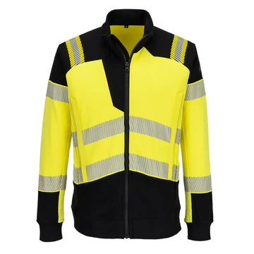 Portwest PW3 Modaflame Knit Hi-Vis FR Sweatshirt med hel dragkedja FR717 - Gul/Svart (YBR) / S