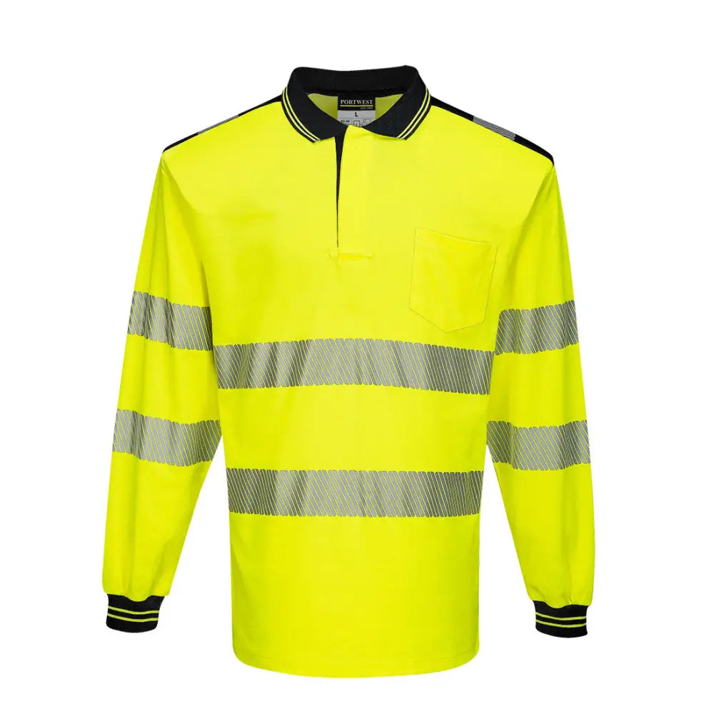 Portwest PW3 Varsel lång ärm polo L/S T184 - Gul/Svart (YBR) / XS