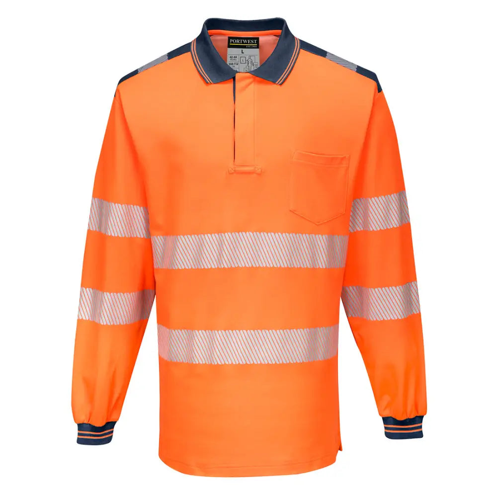 Portwest PW3 Varsel lång ärm polo L/S T184 - (ONR) / 4XL