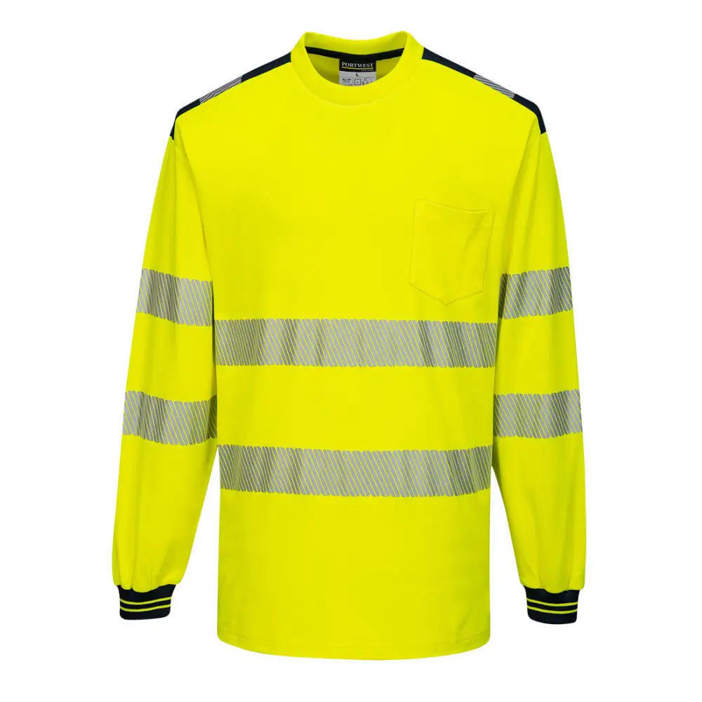 Portwest PW3 Varsel Lång ärm T-shirt T185 - Gul/Svart (YBR) / S