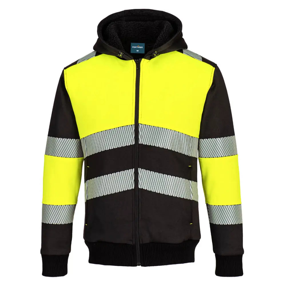 Portwest PW3 Zipped Class 1 Winter Hoodie med dragkedja PW377 - Gul/Svart (YBR) / S