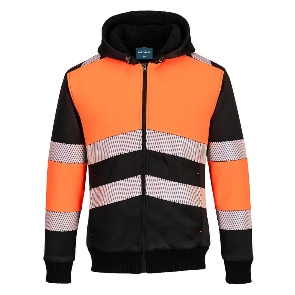 Portwest PW3 Zipped Class 1 Winter Hoodie med dragkedja PW377 - Orange/Svart (OBR) / S