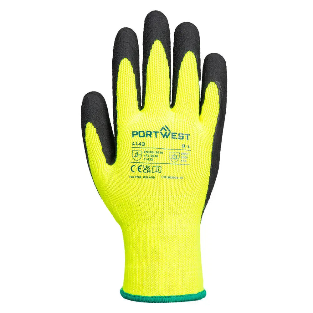 Portwest Thermal Soft Grip Handske A143 - Gul/Svart (Y8R) / M