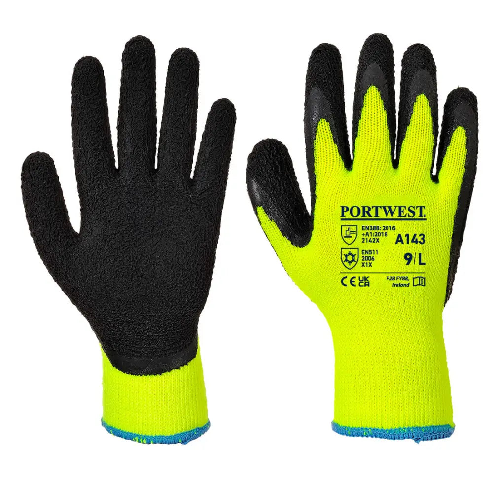 Portwest Thermal Soft Grip Handske A143 - Gul/Svart (Y8R) / M