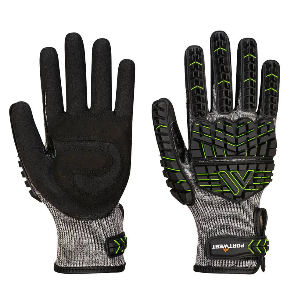 Portwest VHR15 Nitril Foam skärskyddshandske A755 - Svart/Grön (K3R) / XS