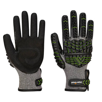 Portwest VHR15 Nitril Foam skärskyddshandske A755 - Svart/Grön (K3R) / XS